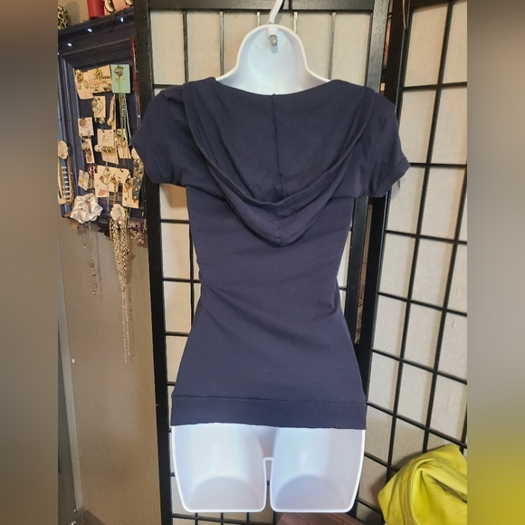 Zenana Dark Blue Hooded Tee sz M - Picture 3 of 8